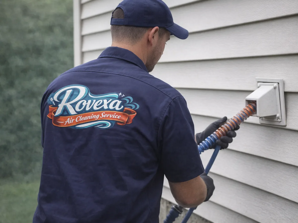 dryer vent cleaning technician on the job in St Davids, PA